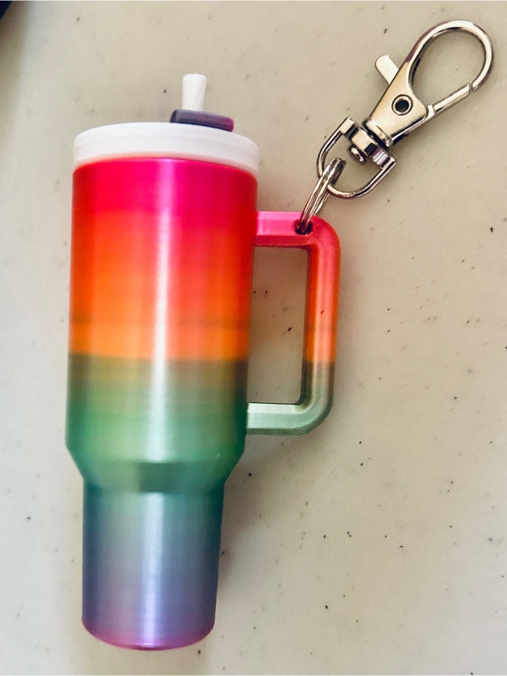 Water Bottle Purse Charm Rainbow 3D printed NEW